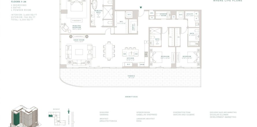 Condominio en West Palm Beach, Florida, 3 dormitorios № 1128986