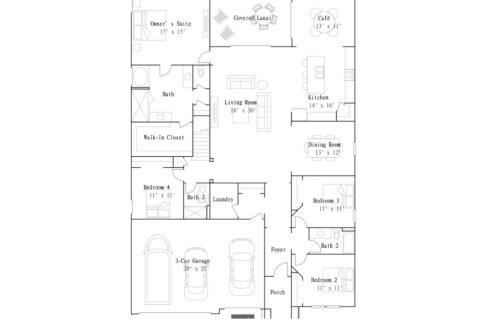 House floor plan «House», 4 bedrooms in Tributary - Lakeview at Tributary 60's