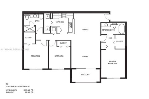 Condo in Miami, Florida, 3 bedrooms  № 2058433