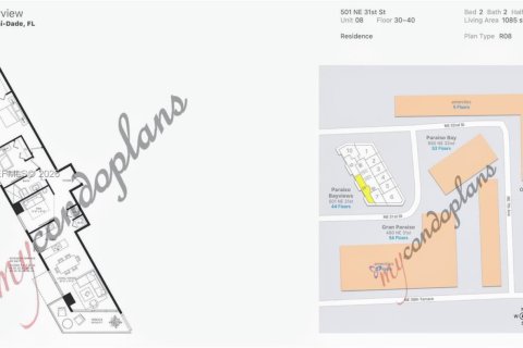 Кондоминиум с 2 спальнями в Майами, Флорида № 2050168