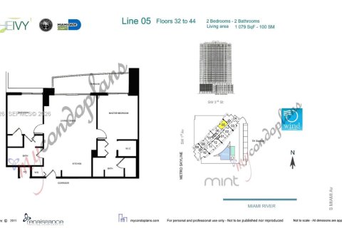 Снять в аренду кондоминиум в Майами, Флорида 2 спальни, 100.24м2, № 1975295 - фото 28