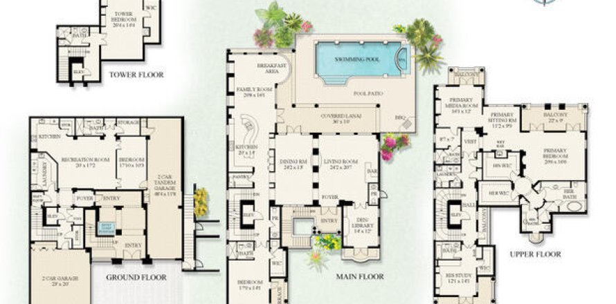 House in Highland Beach, Florida 5 bedrooms, 694.54 sq.m. № 1079772
