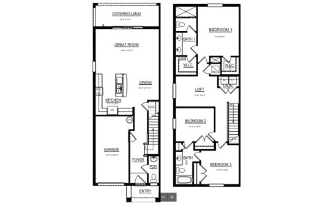 Townhouse floor plan «Townhouse», 3 bedrooms in Woodleaf Hammock at Lakewood Ranch