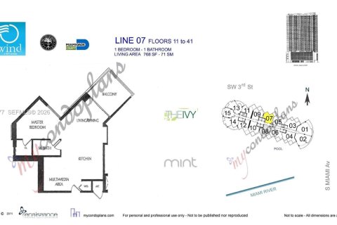 Купить кондоминиум в Майами, Флорида 1 спальня, 71.35м2, № 2009061 - фото 24