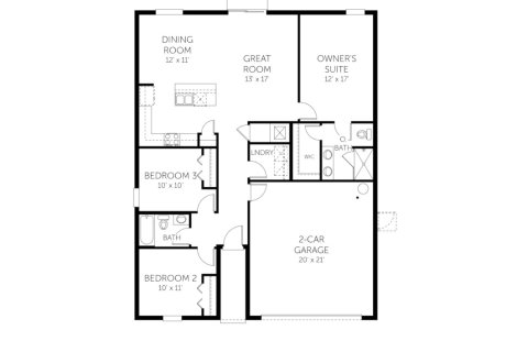 House floor plan «Auburndale Plan», 3 rooms in Cypress Park Estates