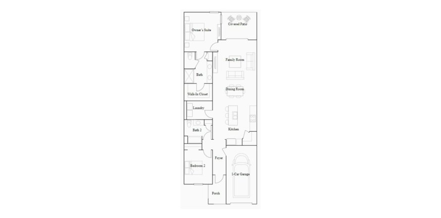 Дом в ANGELINE в Ленд-о-Лейкс, Флорида 2 спальни, 129м2 № 65901
