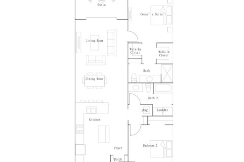 Планировка таунхауса «Townhouse» 2 спальни в ЖК Wellen Park Golf & Country Club - Terrace Condominiums