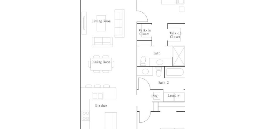 Планировка таунхауса «Townhouse» 2 спальни в ЖК Wellen Park Golf & Country Club - Terrace Condominiums