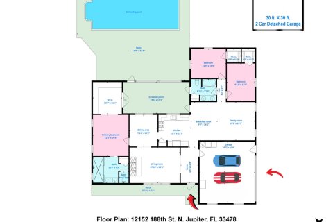 Купить виллу или дом в Юпитер, Флорида 3 комнаты, 161.56м2, № 2085914 - фото 7