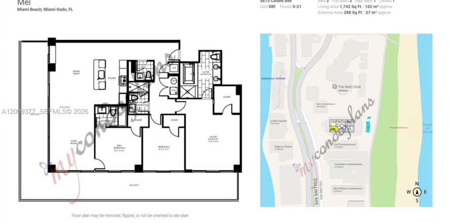 Condo in Miami Beach, Florida, 3 bedrooms  № 2072821
