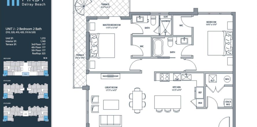 Condominio en Delray Beach, Florida, 2 dormitorios  № 990382