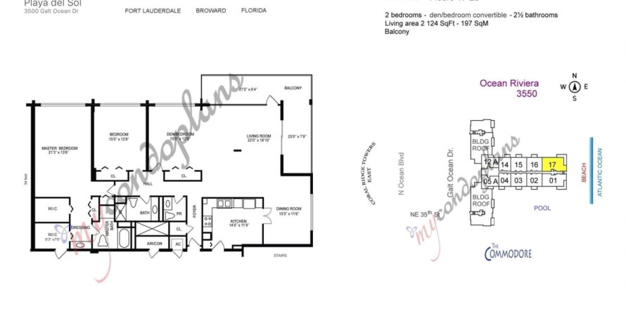 Condo à Fort Lauderdale, Floride, 3 chambres № 874449
