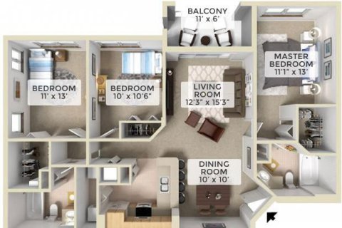 Casa en alquiler en Coconut Creek, Florida, 3 dormitorios № 1092276 - foto 1