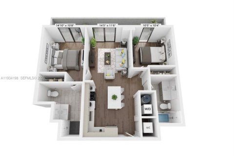 Снять в аренду квартиру в Майами, Флорида 2 спальни, 87.61м2, № 1992451 - фото 1