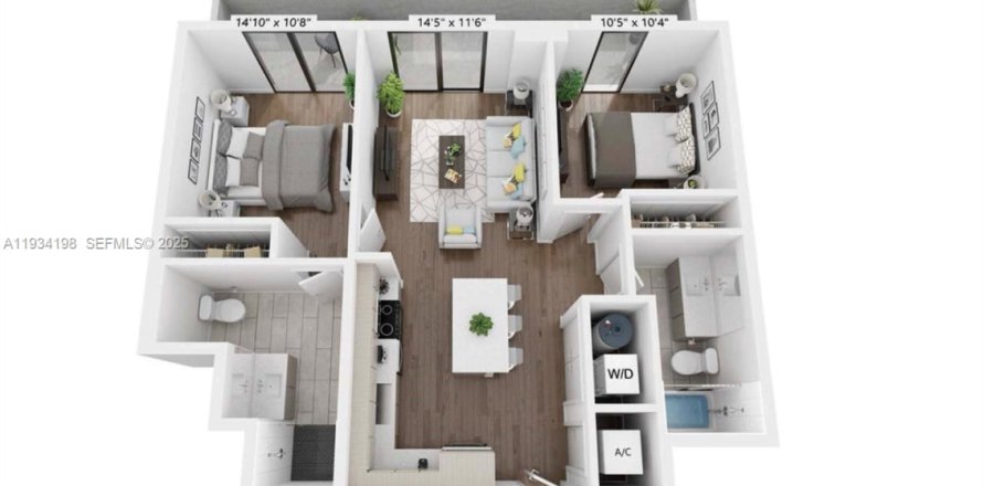 Квартира в Майами, Флорида 2 спальни, 87.61м2 № 1992451