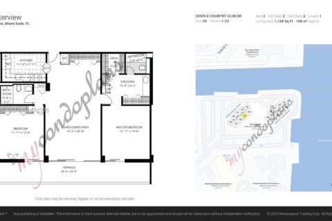 Condominio en alquiler en Aventura, Florida, 2 dormitorios, 107.58 m2 № 1999534 - foto 21