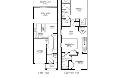 Планировка Таунхауса «floor VALE - UNIT» 3 комнаты в ЖК Atria at Ridgewood Lakes