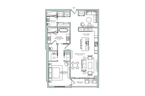 Apartment floor plan «130SQM G», 1 bedroom in ALINA RESIDENCES