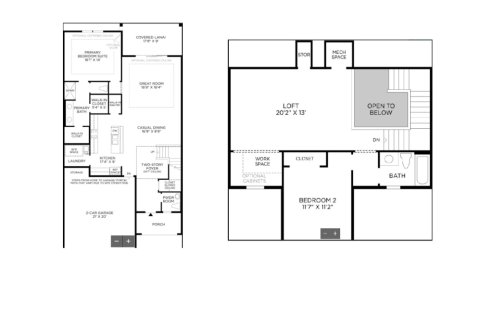 Планировка таунхауса «House» 2 спальни в ЖК Franklin Square at Crosswater