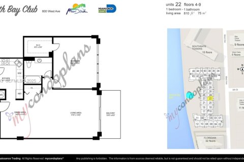 Купить кондоминиум в Майами-Бич, Флорида 1 спальня, 75.25м2, № 1982512 - фото 24
