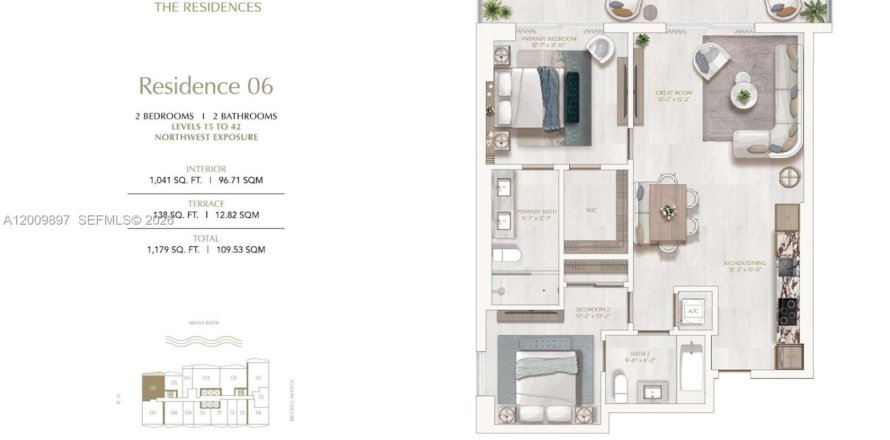 Condominio en Miami, Florida, 2 dormitorios  № 2072828