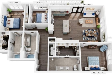 Apartment in Celebration, Florida 3 bedrooms, 155.7 sq.m. № 1908383 - photo 3
