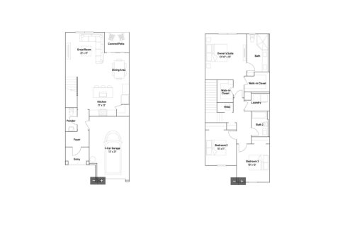 Townhouse floor plan «Townhouse», 3 bedrooms in Lakeshore at The Fountains