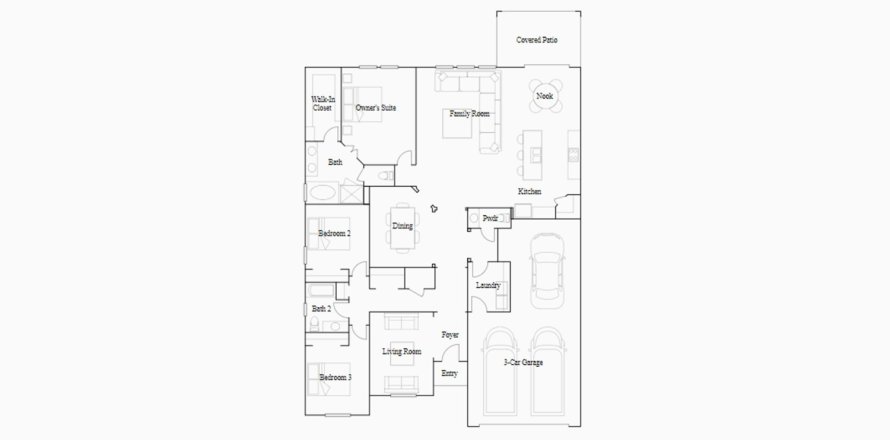 Планировка таунхауса «227SQM BONITA II» 3 спальни в ЖК TRINITY LAKES