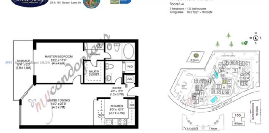 Condo in Key Biscayne, Florida, 1 bedroom  № 1186912