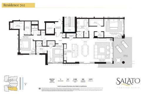 Купить кондоминиум в Помпано-Бич, Флорида 3 комнаты, 214.42м2, № 2246537 - фото 23