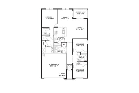 Планировка Виллы или дома «floor ARIA at Eden Hills» 3 комнаты в ЖК Eden Hills by D.R. Horton