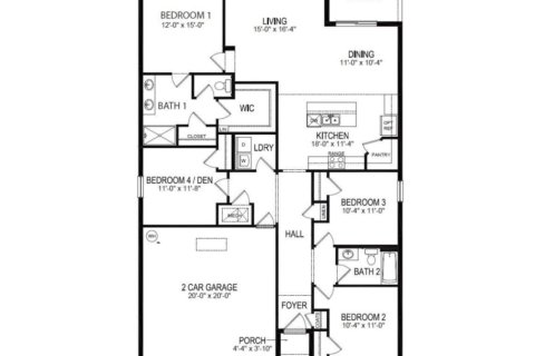 Планировка Виллы или дома «floor 608 Auburn Grove Terrace» 4 комнаты в ЖК Auburn Grove by D.R. Horton
