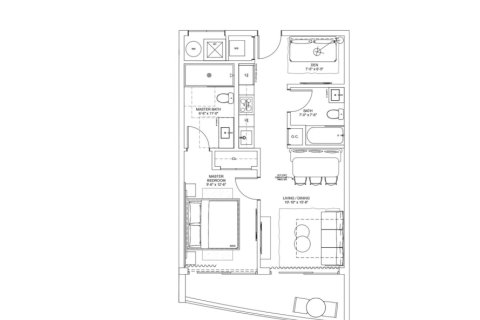 Apartment floor plan «13899 Biscayne Blvd 1118», 1 bedroom in NEXO RESIDENCES