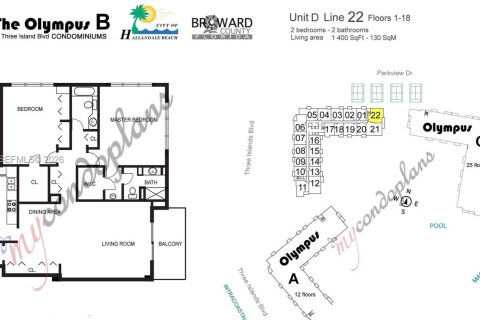 Condominio en Hallandale Beach, Florida, 2 dormitorios № 2032740