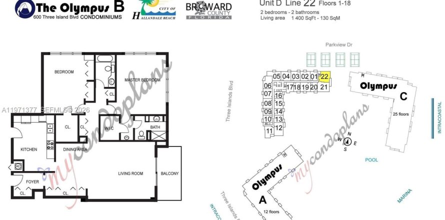 Condominio en Hallandale Beach, Florida, 2 dormitorios № 2032740