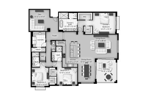Apartment floor plan «296SQM DARIO», 3 bedrooms in QUATTRO AT NAPLES SQUARE