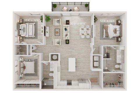 Apartamento en alquiler en Boca Raton, Florida, 3 dormitorios, 137.77 m2 № 1216187 - foto 1