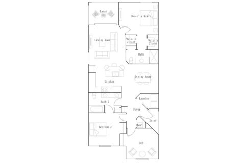 Планировка таунхауса «Townhouse» 2 спальни в ЖК Wellen Park Golf & Country Club - Terrace Condominiums