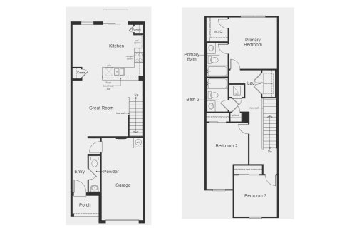 Планировка Таунхауса «floor-1371-at-mirabella-townhomes» 3 комнаты в ЖК Mirabella Townhomes