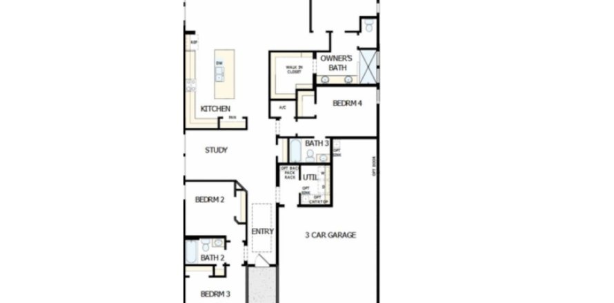 Планировка виллы или дома «House» 4 спальни в ЖК Oak Grove at Silverleaf 50’