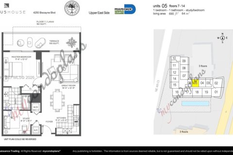 Copropriété à vendre à Miami, Floride: 1 chambre, 64.1 m2 № 2051997 - photo 3