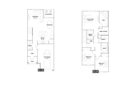Townhouse floor plan «Townhouse», 3 bedrooms in Lakeshore at The Fountains