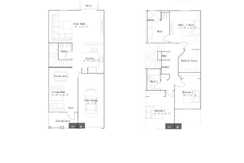 Планировка таунхауса «Townhouse» 3 спальни в ЖК Azalea Isle