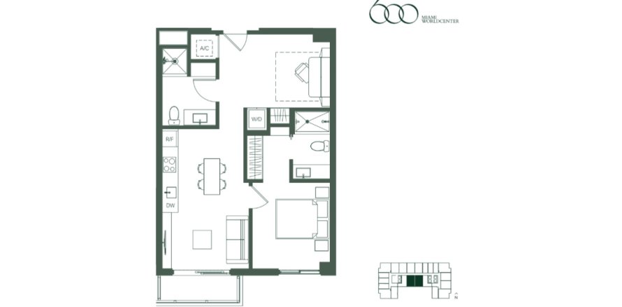 Property floor plan «Apartment», 1 bedroom in 600 MIami Worldcenter