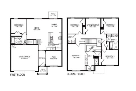 Планировка Виллы или дома «floor HAYDEN at Eden Hills» 5 комнат в ЖК Eden Hills by D.R. Horton