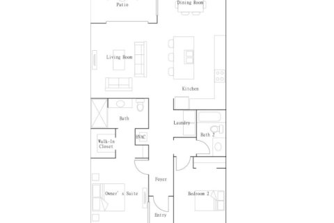 Планировка таунхауса «Townhouse» 2 спальни в ЖК Wellen Park Golf & Country Club - Terrace Condominiums