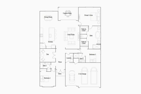 Планировка таунхауса «229SQM SUMMERVILLE II» 3 спальни в ЖК BRIDGEWATER AT VIERA