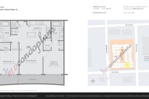 Снять в аренду кондоминиум в Майами, Флорида 2 спальни, 81.75м2, № 2048530 - фото 25
