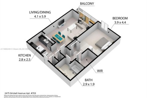 Condo in Miami, Florida, 1 bedroom  № 1923058 - photo 22