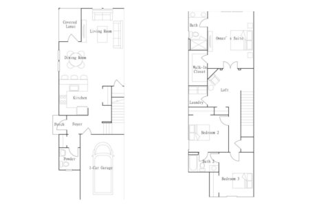 Townhouse floor plan «Townhouse», 3 bedrooms in Longbay Townhomes